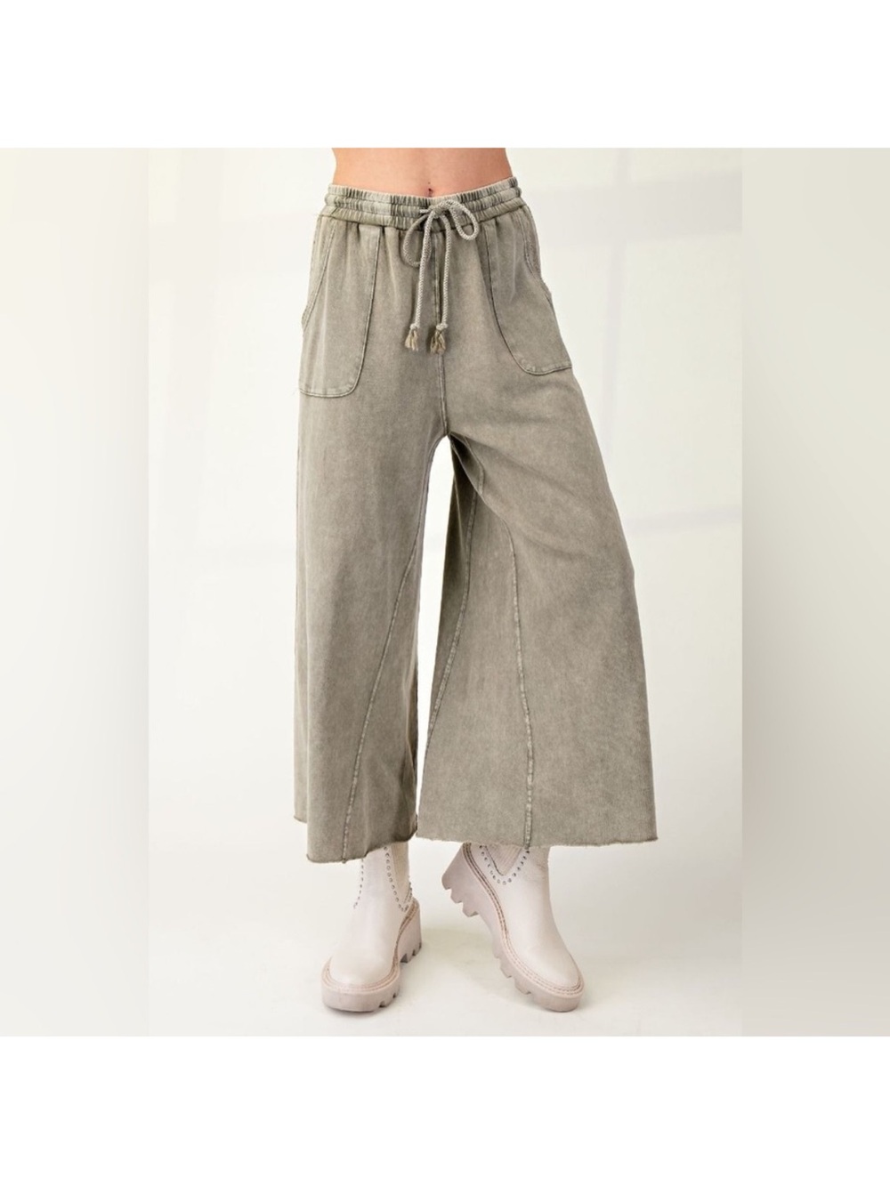 🆕 | easel | WASHED TERRY KNIT WIDE PANTS